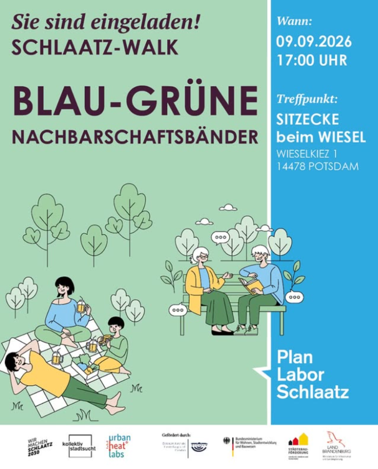 Einladung zum Schlaatz-Walk: Blau-Grüne Nachbarschaftsbänder
